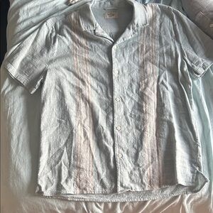 Marine Layer Light Blue and Pink Striped Shirt